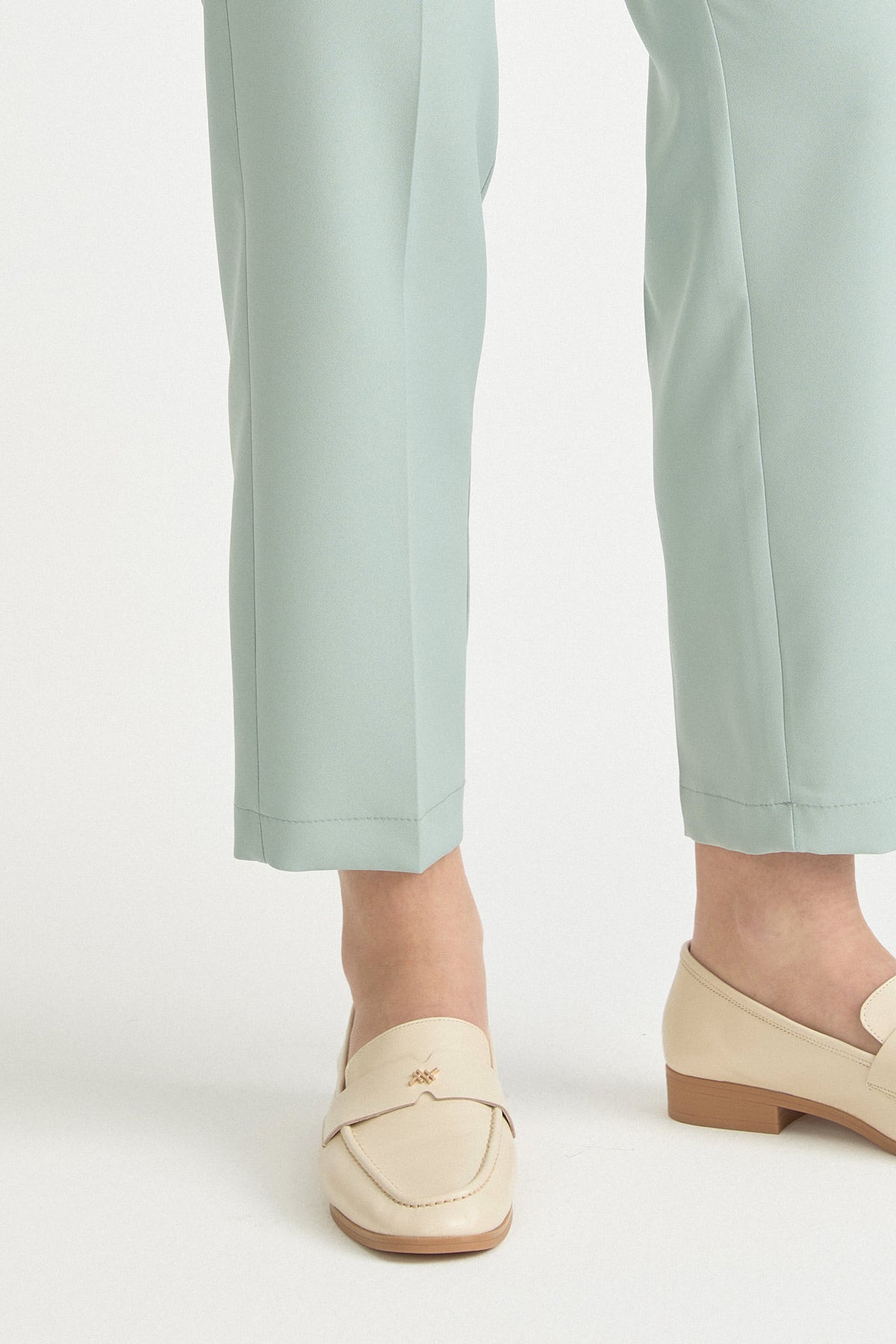 Belted Pencil Carrot Pants - Aqua