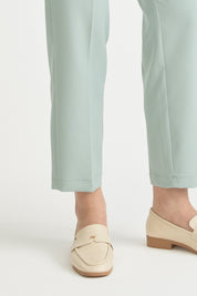 Belted Pencil Carrot Pants - Aqua