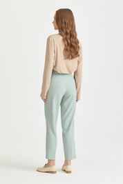 Belted Pencil Carrot Pants - Aqua