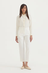 Elasticated Waist Carrot Trousers - Ecru