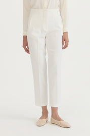 Elasticated Waist Carrot Trousers - Ecru