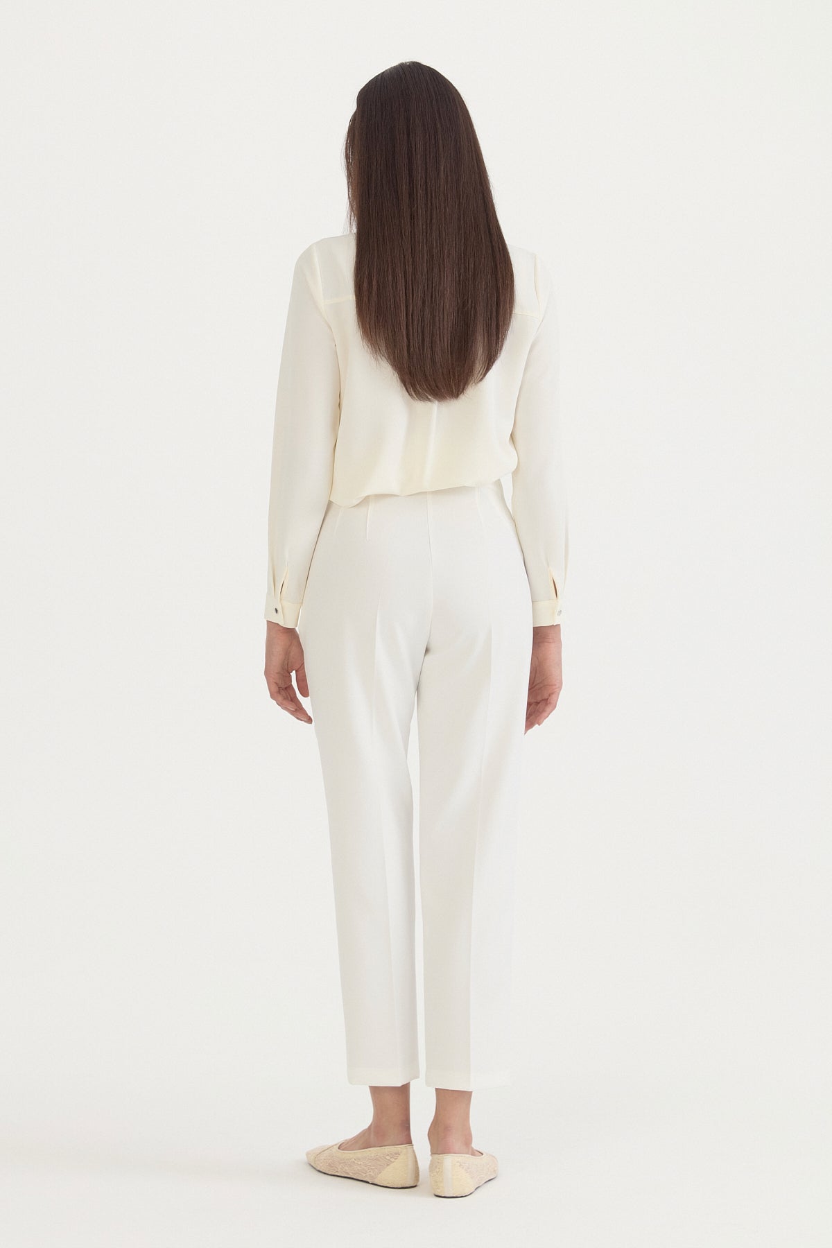 Elasticated Waist Carrot Trousers - Ecru