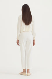Elasticated Waist Carrot Trousers - Ecru