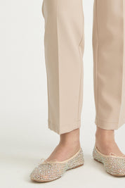 Belted Pleated Carrot Pants - Stone