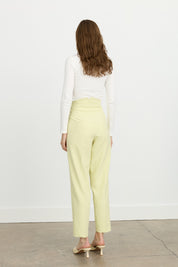 Carrot Pants with Dart Waist and Ironed Grip - Pistachio Green