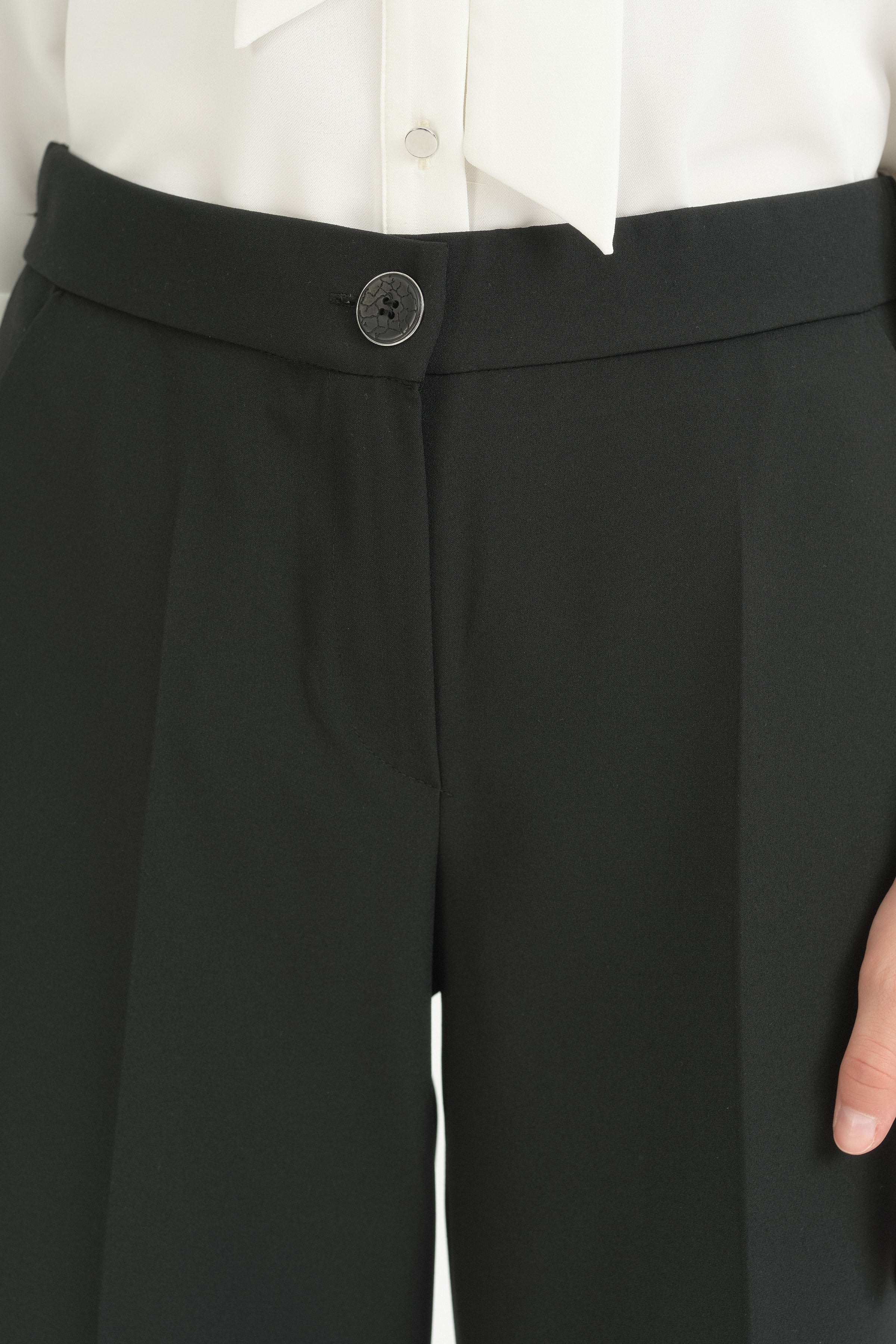 Bilek Boy Bol Paça Pantolon - Siyah