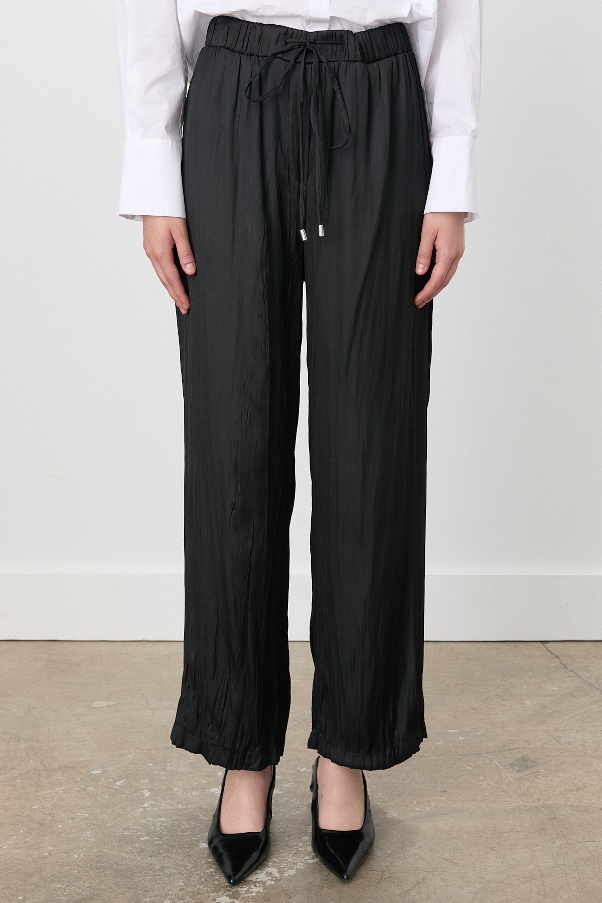 Wide Leg Crash Pants - Black
