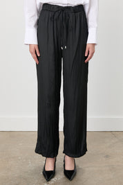 Wide Leg Crash Pants - Black