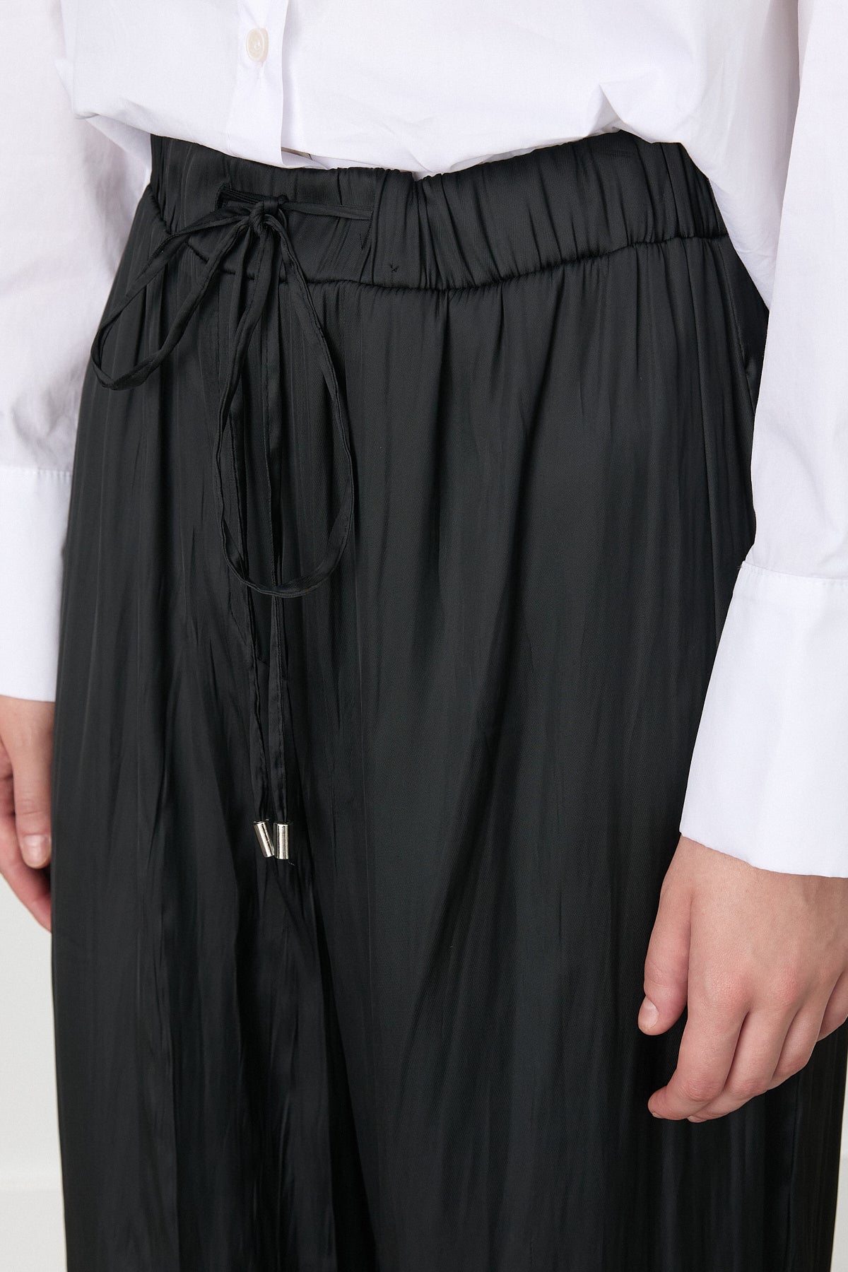 Wide Leg Crash Pants - Black