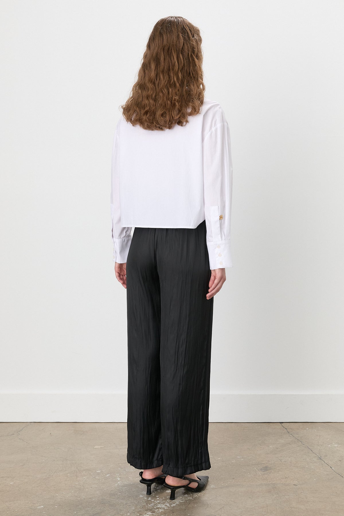 Wide Leg Crash Pants - Black
