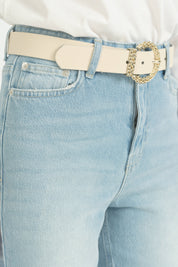 Bol Paça Denim Pamuk Kot Pantolon - Açık Mavi