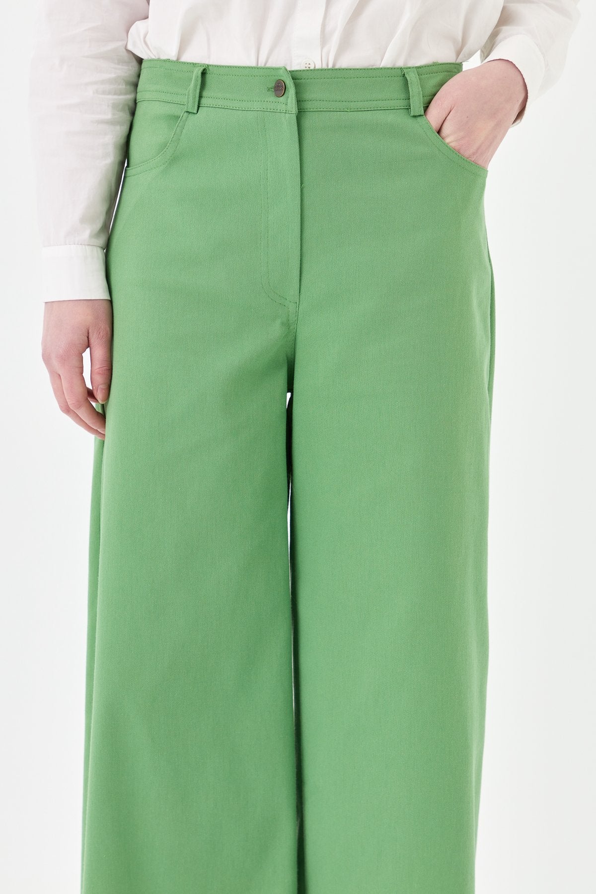 Bol Paça Kanvas Pantolon - Benetton Yeşili