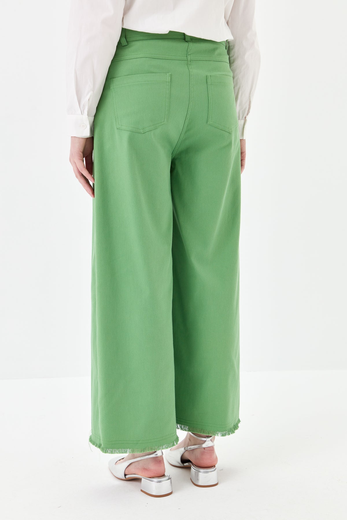Bol Paça Kanvas Pantolon - Benetton Yeşili