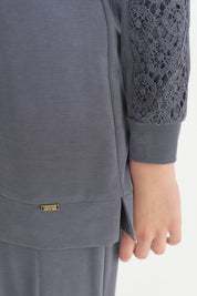 Brode Kumaş Mixli Aksesuar Detaylı Pantolon lyocell Takım - İndigo