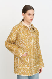 Brooch Detail Jacquard Jacket - Mustard
