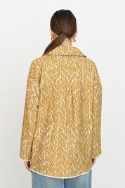 Brooch Detail Jacquard Jacket - Mustard