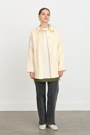 Jacquard Jacket with Brooch Detail - Cream