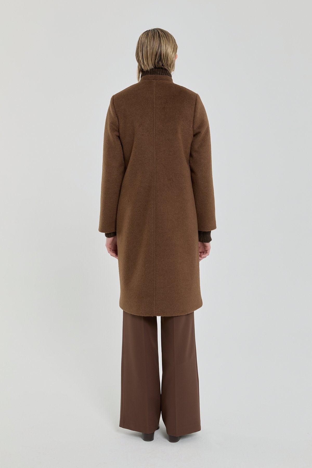 Coat with Brooch Detail - Light Brown