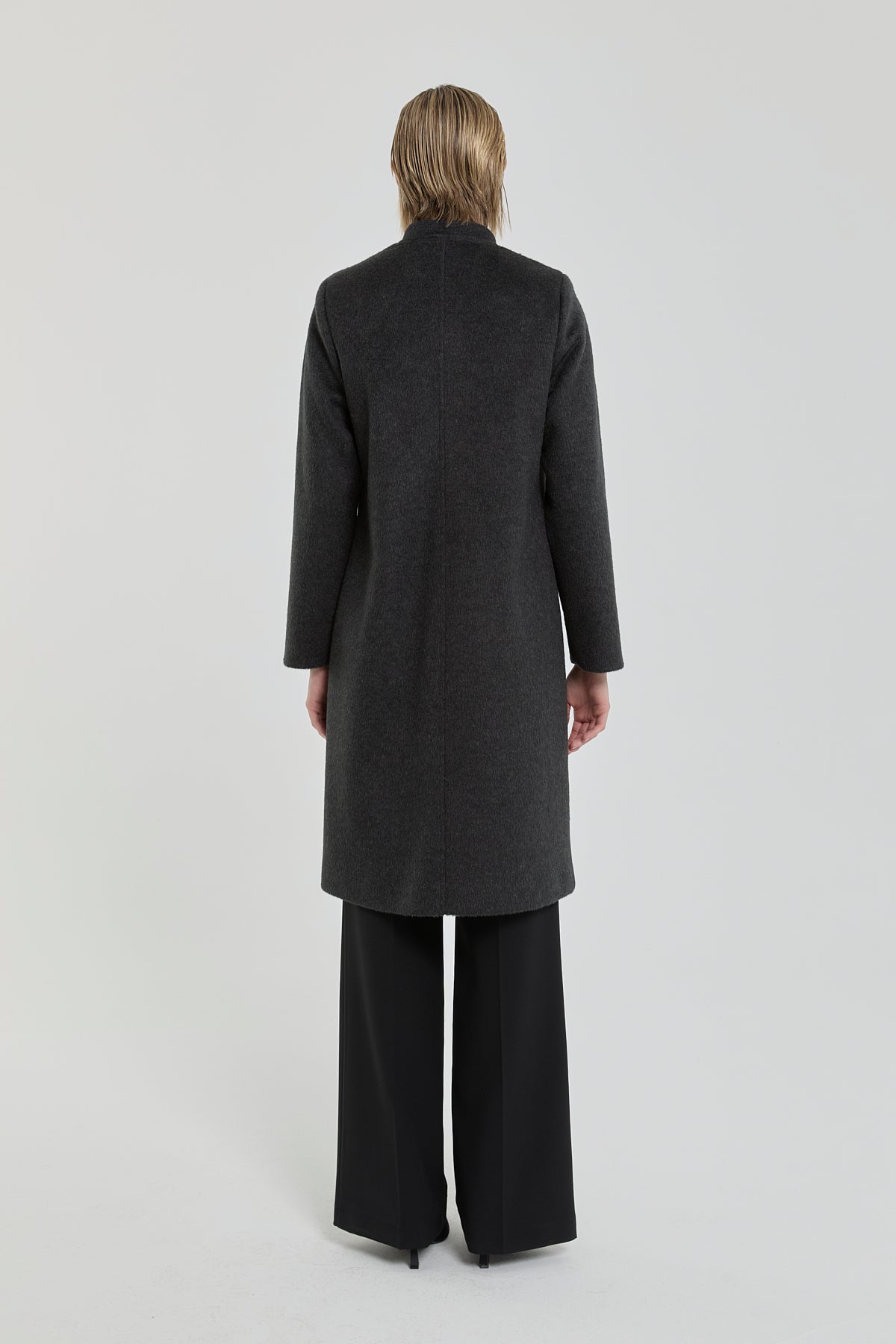Brooch Detail Coat - Anthracite