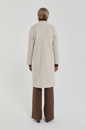 Coat with Brooch Detail - Beige
