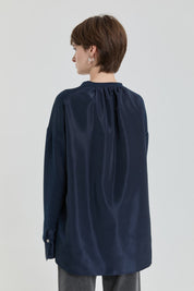 Sparkly Knitted Tunic with Brooch Detail - Navy
