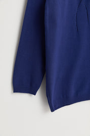 Plus Size Openwork Embellished Sweater - Navy Blue