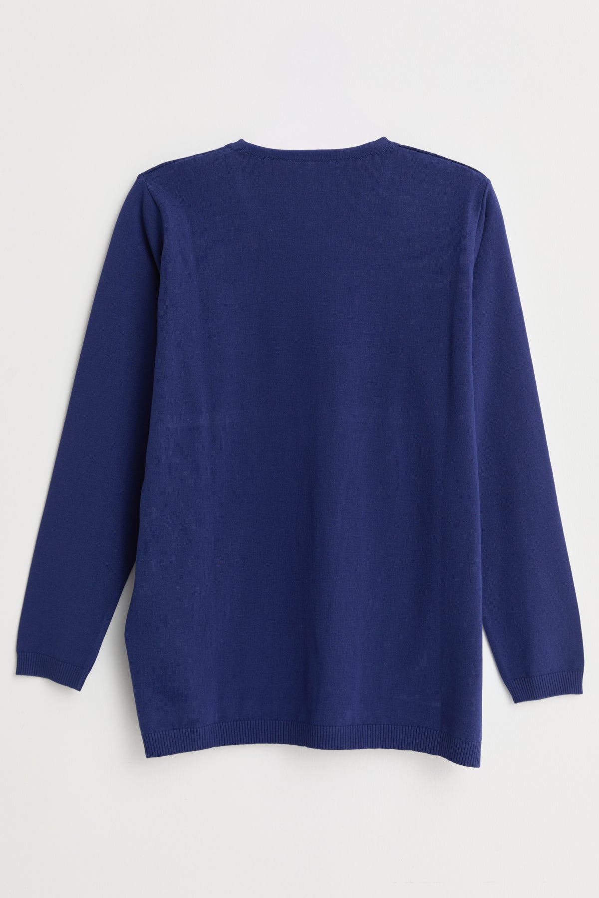 Plus Size Openwork Embellished Sweater - Navy Blue