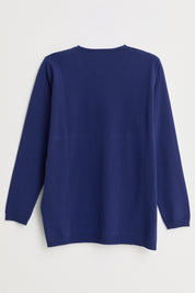 Plus Size Openwork Embellished Sweater - Navy Blue