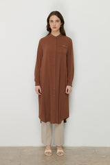 Plus Size Basic Tunic with Accessory Detail - Tan