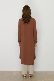 Plus Size Basic Tunic with Accessory Detail - Tan