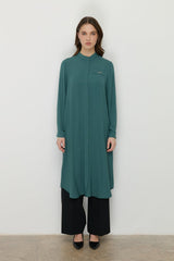 Plus Size Basic Tunic with Accessory Detail - Green