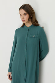 Plus Size Basic Tunic with Accessory Detail - Green