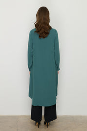 Plus Size Basic Tunic with Accessory Detail - Green