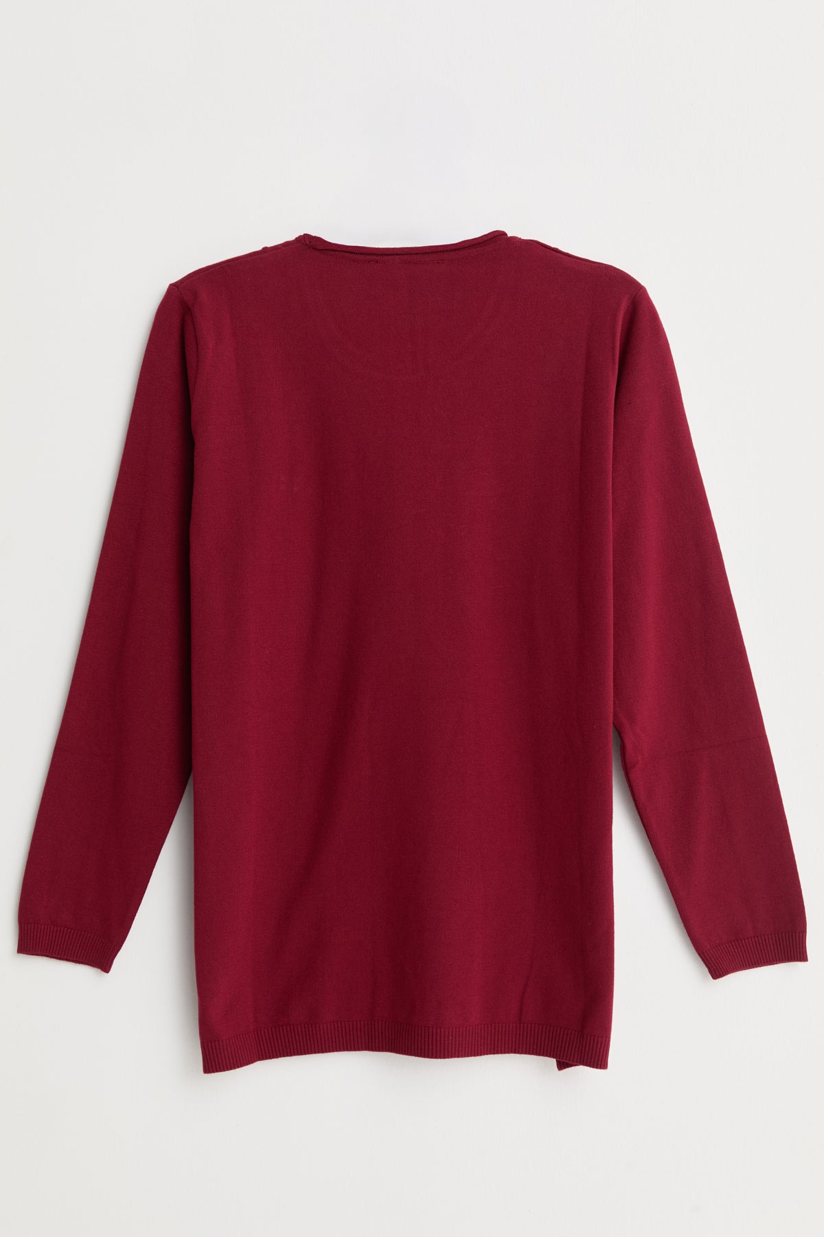 Plus Size Viscose Sweater with Accessory Details - Burgundy