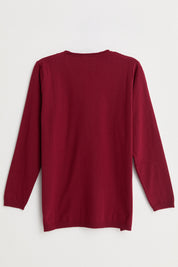 Plus Size Viscose Sweater with Accessory Details - Burgundy