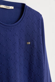 Plus Size Viscose Sweater with Accessory Details - Navy Blue