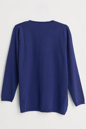 Plus Size Viscose Sweater with Accessory Details - Navy Blue