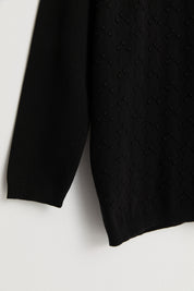 Plus Size Viscose Sweater with Accessory Details - Black