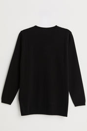 Plus Size Viscose Sweater with Accessory Details - Black