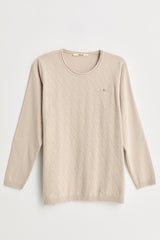 Plus Size Viscose Sweater with Accessory Details - Stone
