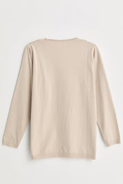 Plus Size Viscose Sweater with Accessory Details - Stone
