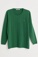 Plus Size Viscose Sweater with Accessory Details - Green