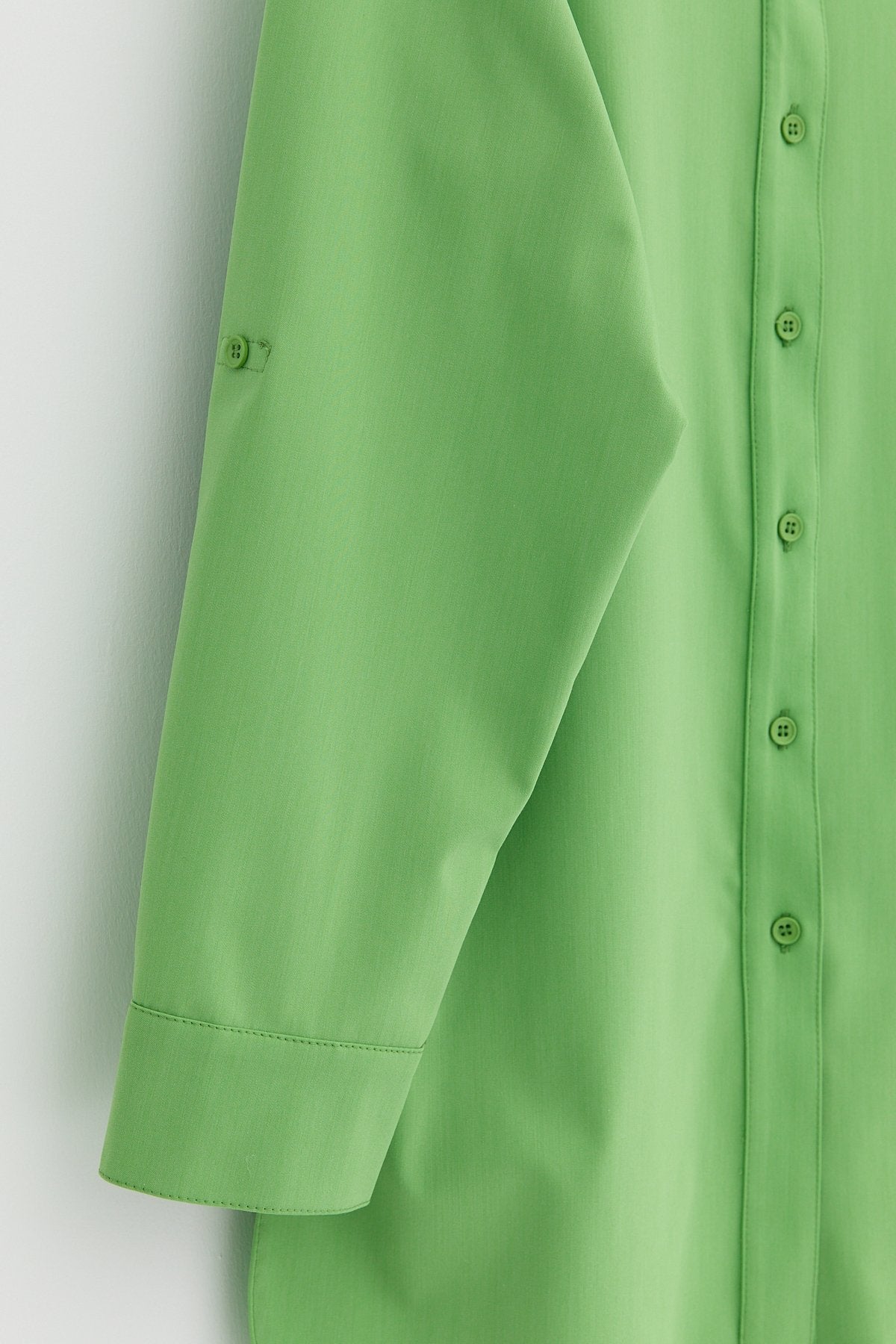 Plus Size Cotton Tunic with Epaulets - Apple Green