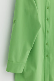 Plus Size Cotton Tunic with Epaulets - Apple Green