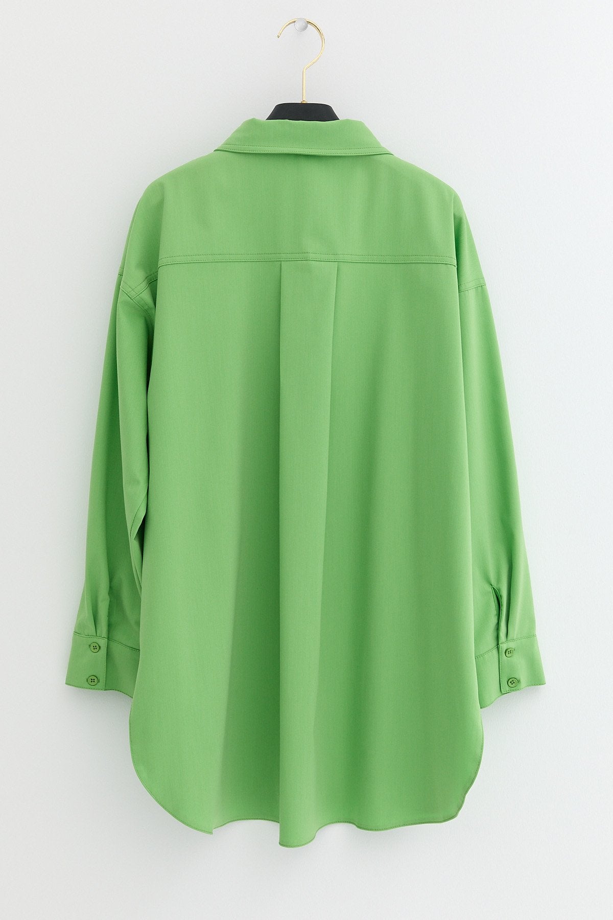 Plus Size Cotton Tunic with Epaulets - Apple Green