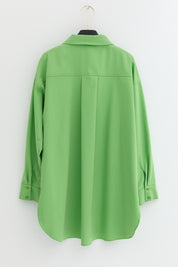 Plus Size Cotton Tunic with Epaulets - Apple Green