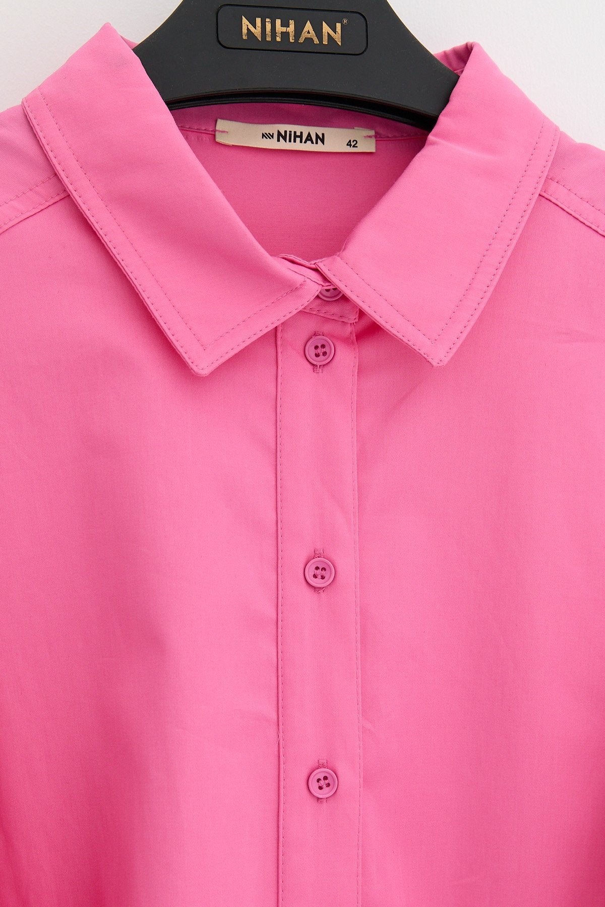 Plus Size Cotton Tunic with Epaulets - Pink