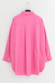 Plus Size Cotton Tunic with Epaulets - Pink