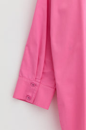 Plus Size Cotton Tunic with Epaulets - Pink