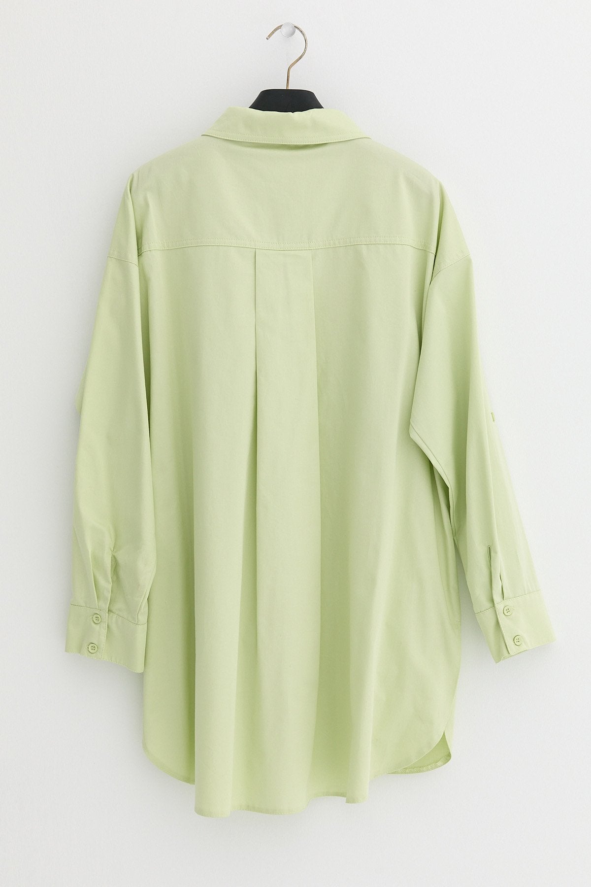 Plus Size Cotton Tunic with Epaulets - Aqua Green